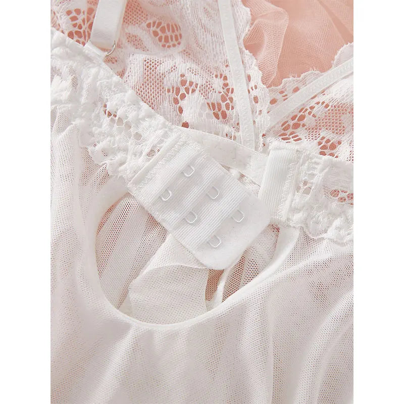 Suspender Suit Summer Ultra-thin Nightgown Lace Thong Sets Women's Sexy Pyjamas Lingerie Hot Night Dress Comfortable Sleepwear