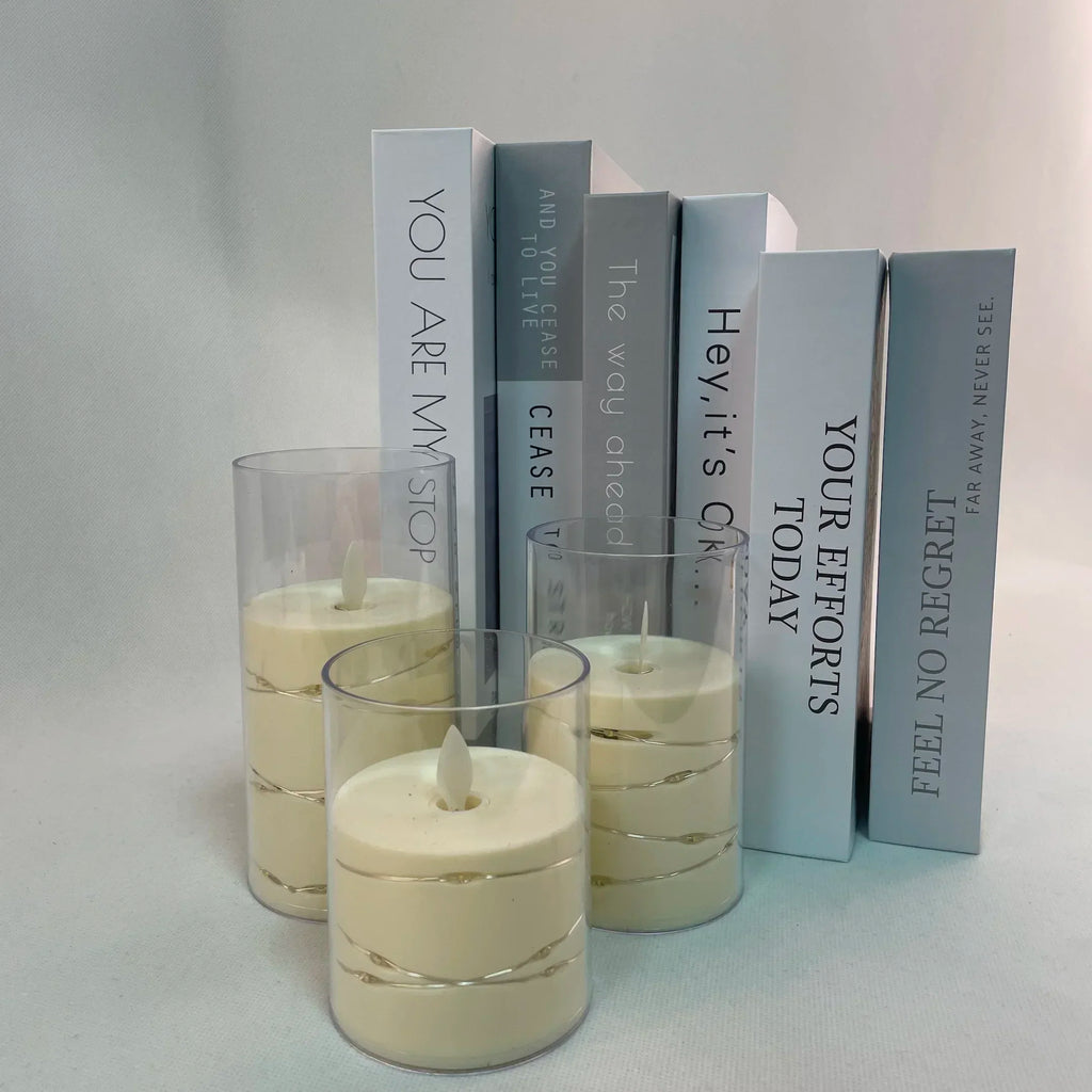 Flickering Flameless Candles for Romantic Ambiance and Home Decoration with Embedded Star String Battery Operated Candles