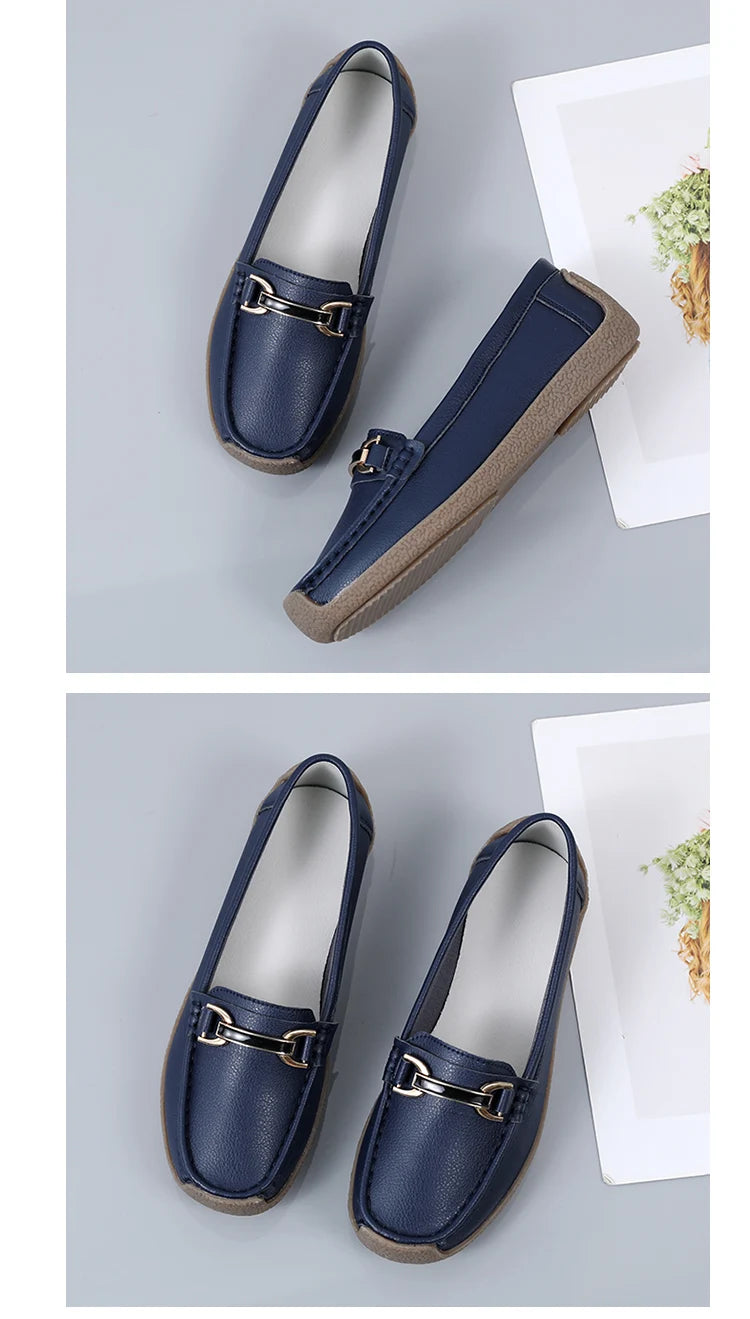 New Summer Sandals For Women100% Genuine Leather Single Shoes, Large-Sized Fashionable Casual Women'S Shoes, Loafers Flat Shoes