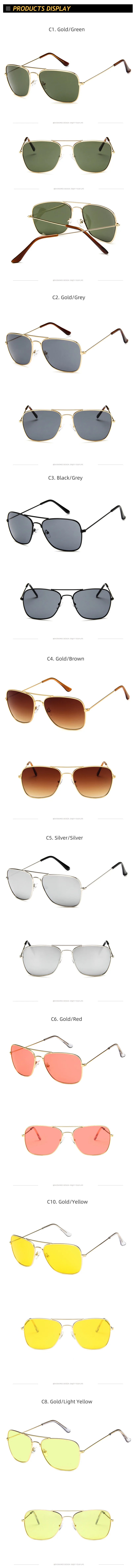 Shonemes Square Sunglasses Vintage Double Bridge Driving Shades Metal Frame Outdoor UV400 Sun Glasses for Men Women