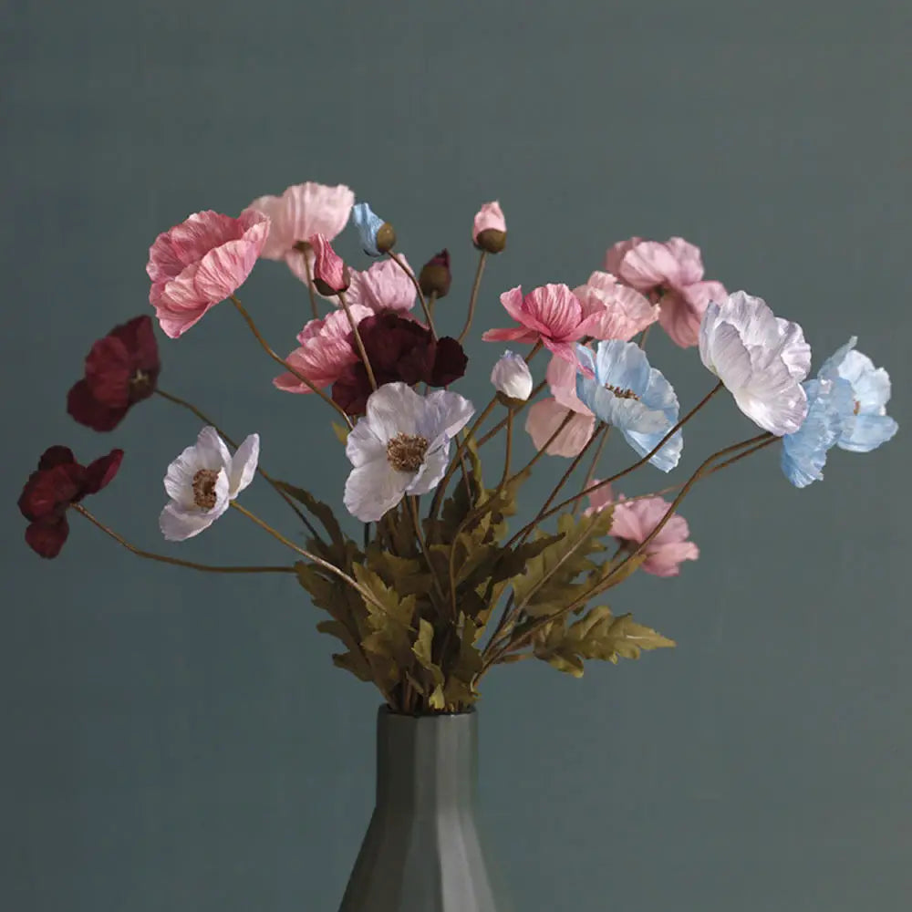 Artificial Flowers Fake Poppy Silk Flowers Long Stem Housewarming Garden Table Wedding DIY Party Wedding Bridal Bouquet Decor