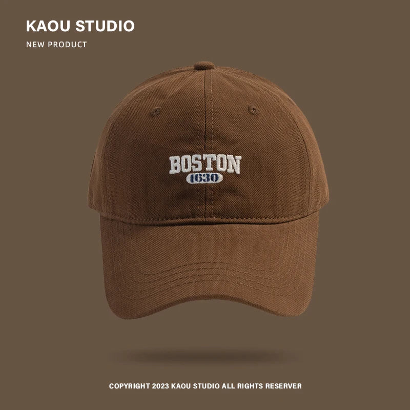 Hat Female Pink Ins Embroidered Peaked Cap Korean Style Versatile Curved Brim Trendy Men's Baseball Cap Spring and Autumn