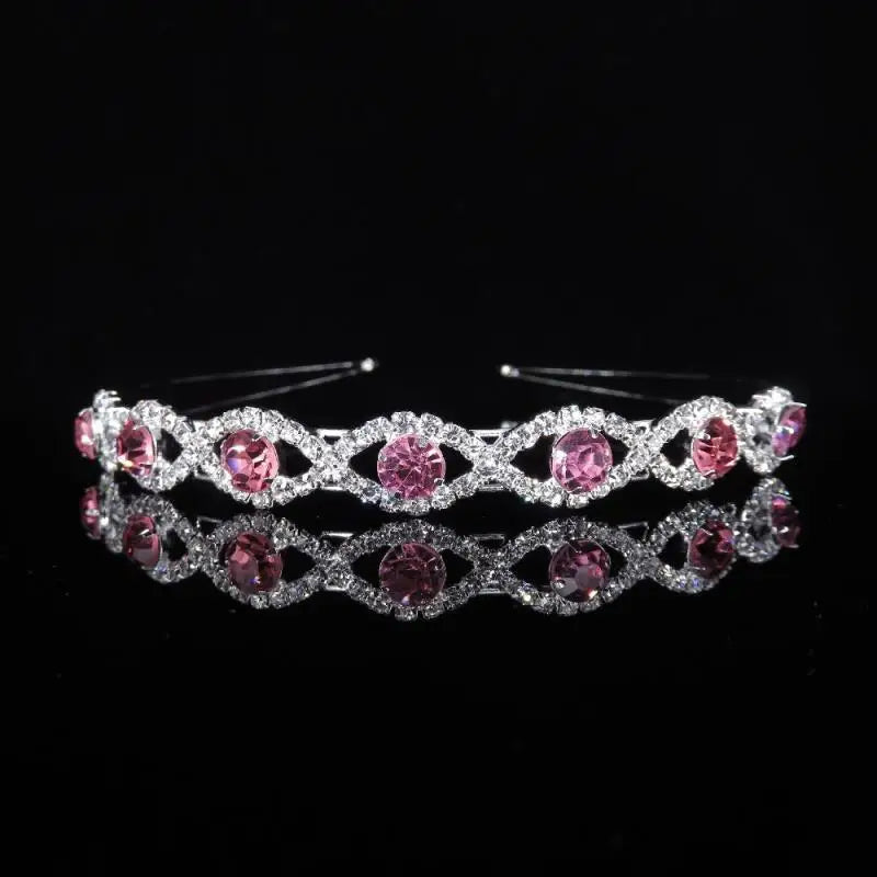 Princess Children's Tiara Red Bride Crown Floral Wedding Bridal Hair Accesories Golden Hair Jewelry Headdress