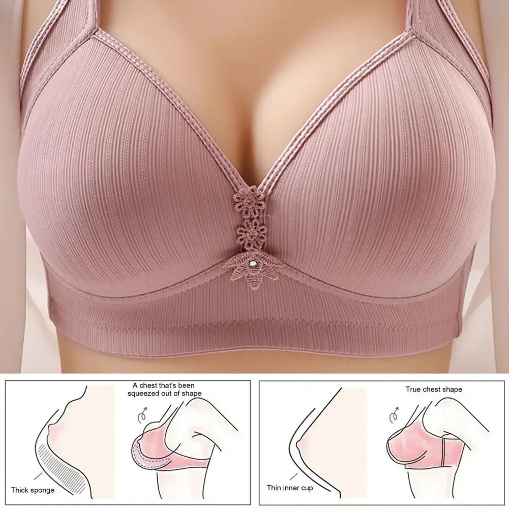 Breathable Soft Mom Style Soft Thin Cup Bralette Middle-aged Elderly Women Comfortable Gathered Breast Support Brassiere Bra