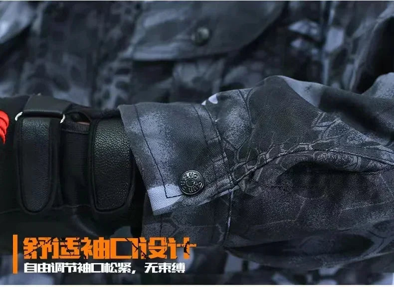 Black Python Pattern Wear-resistant Overalls Labor Insurance Cloth Uniform Men's Soft Tracksuit Outdoor Suit Designer Clothes