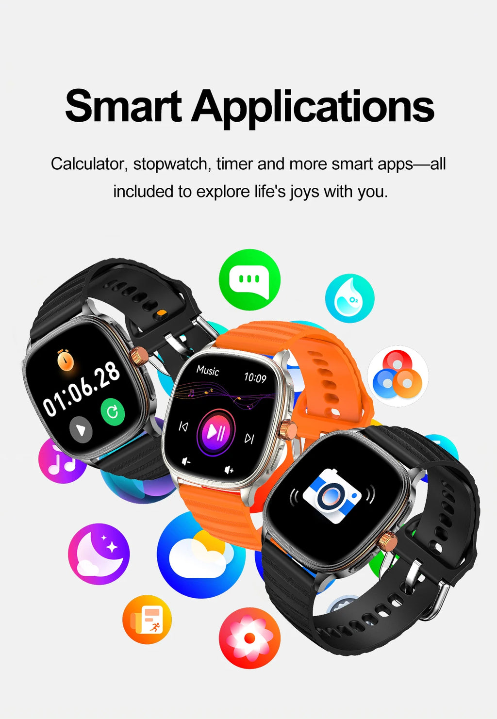 New Smart Watch 1.73" HD Screen NFC Voice Assistant Music Weather Sports Heart Rate High-precision Sensor Waterproof Smart Watch