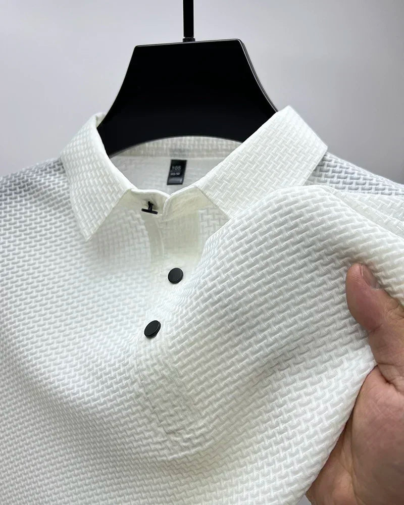 Business Casual Sweat-absorbing Top Brand Clothes Summer New Men's Short Sleeve T-shirt Ice Silk Cool and Breathable POLO Shirt