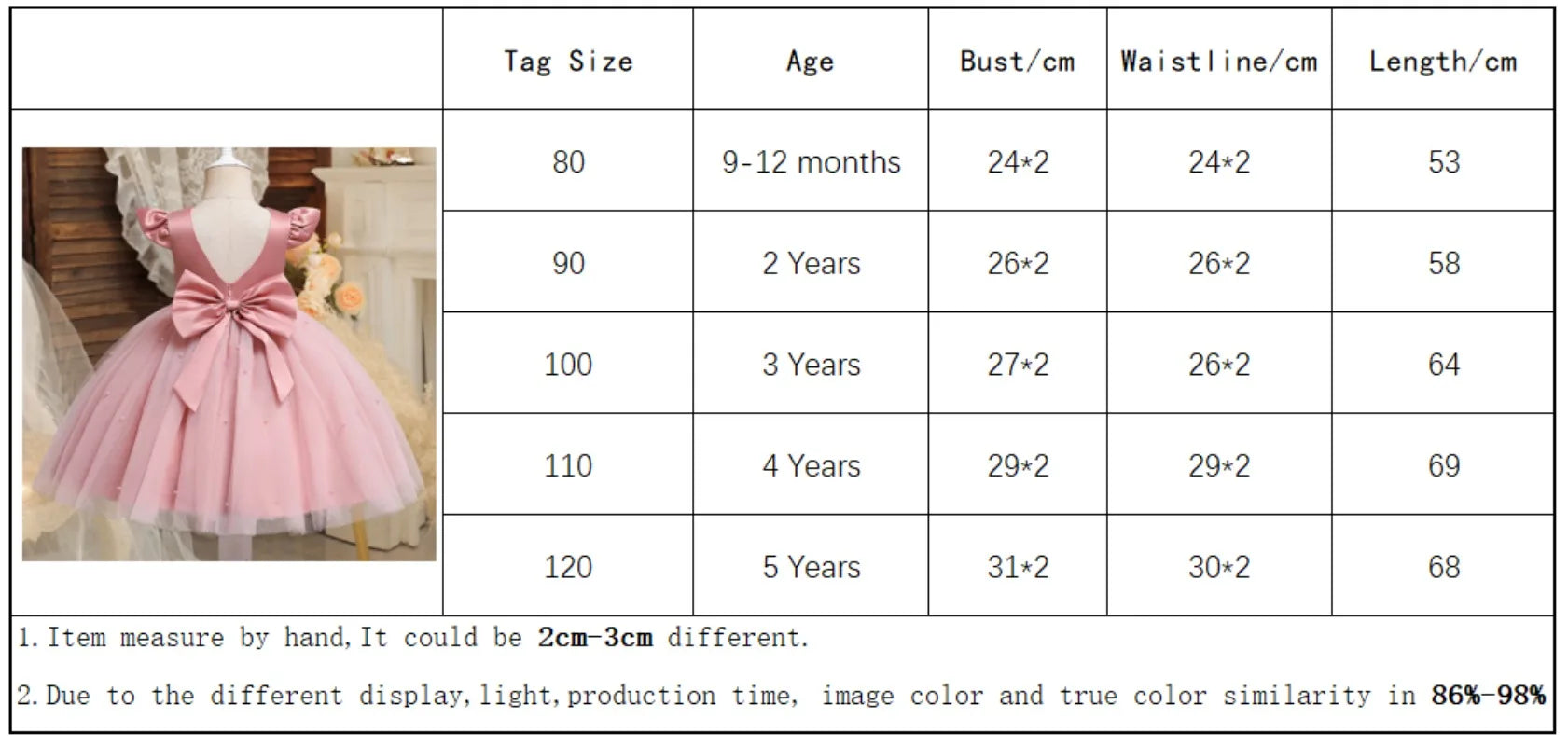 Toddler Girl Flower Birthday Tulle Dress Backless Bow Wedding Gown Kids Party Wear Princess Pink Outfit Baby Girls Bowknot Dress
