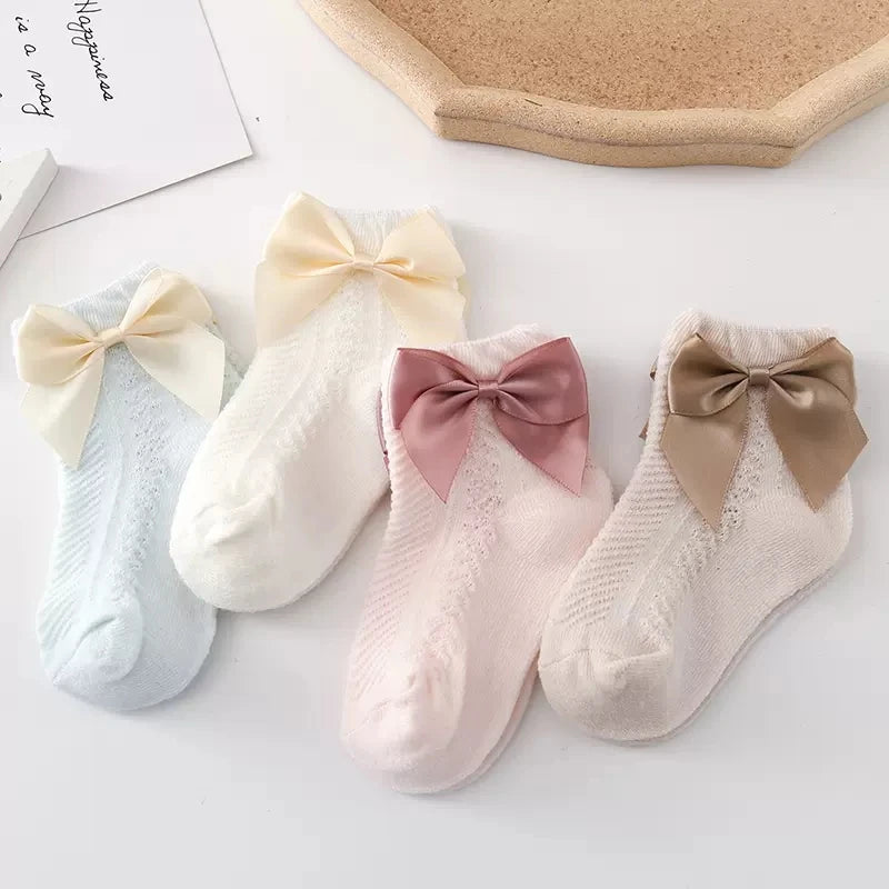 3Pairs/Lot Summer Baby Mesh Socks Bowknot Soft Cotton Newborn Sock Princess Infant Toddler Girls Cute Breathable Socks