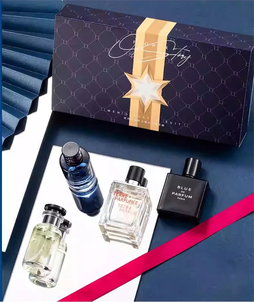 Luxury Brand Perfume Men Cologne Parfums Homme Gift Box 4Pcs Set 100ml Perfumes Masculinos Natural Floral Fruity Scent Spray