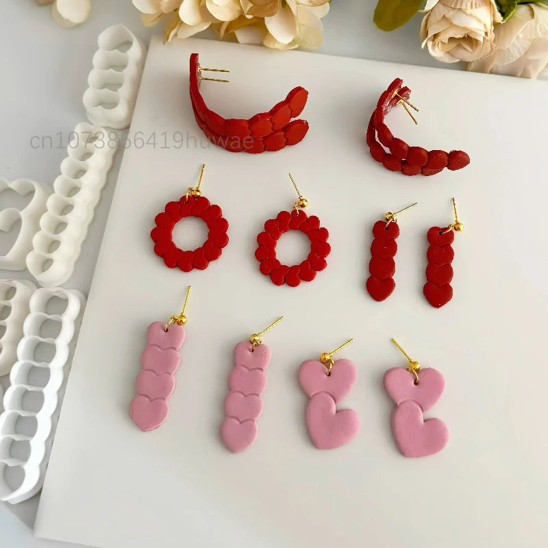 Valentine's Day Love Overlay Strip Polymer Clay Cutters Skinny Hearts Ceramic Earring Pendant Jewelry Pottery Clay Making Tools
