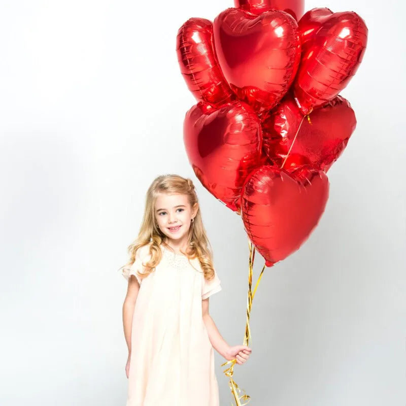 10 Pcs 18inch Girl's birthday heart-shaped balloon set Valentine's Day confession wedding scene decoration red foi ballons