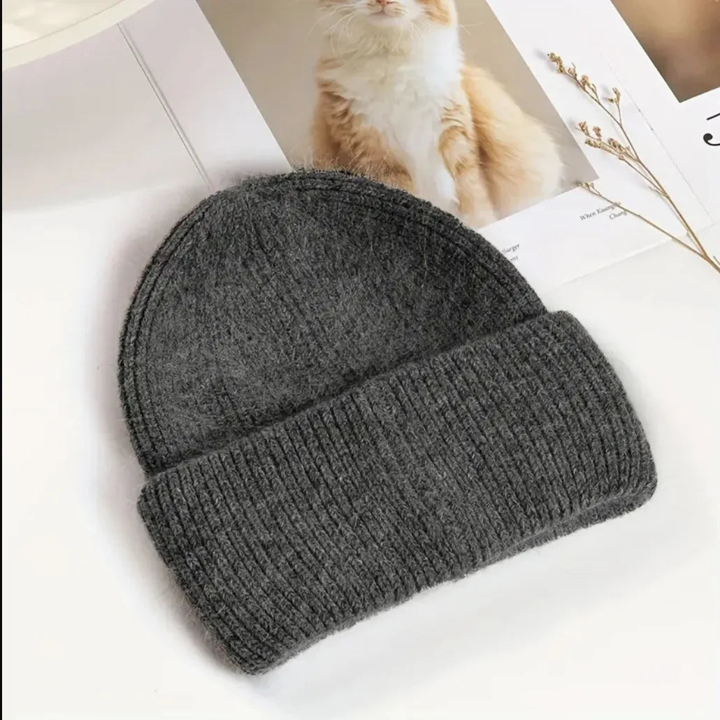 Women's Winter Hats Fashion Warm Bean Hats Solid Color Adult Hats Cute Knitted Hats Baotou Hats Autumn/Winter