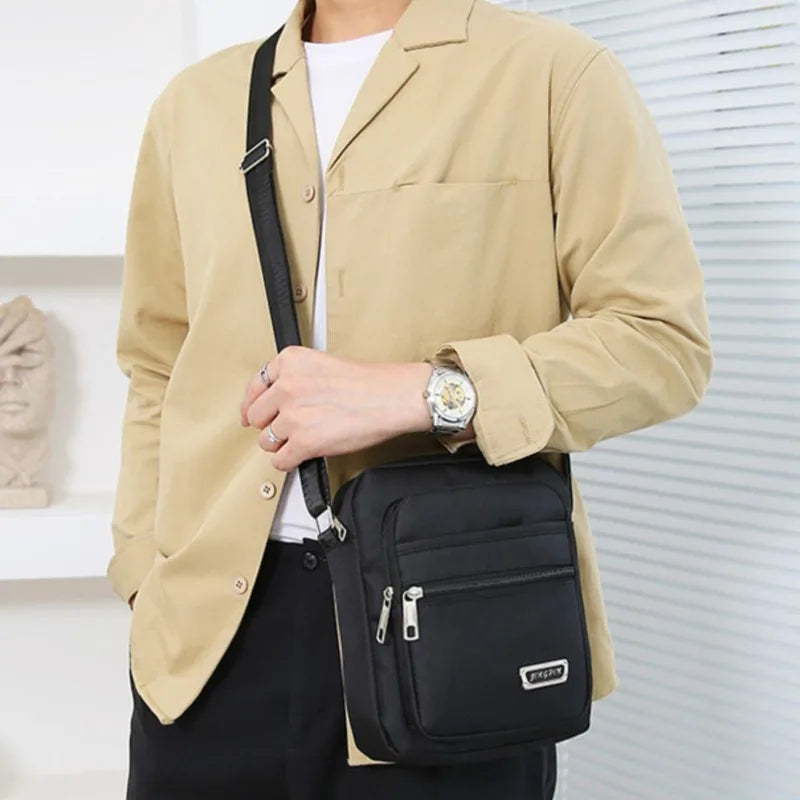Men's Nylon Shoulder Bag Business Leisure Large Capacity Portable Handbag Multi Layer Waterproof Summer Male's Crossbody Bags