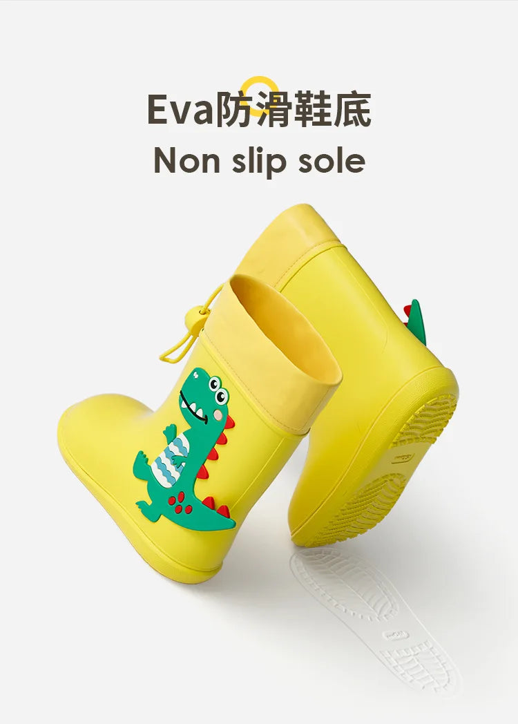 Kids Girl Boy Rain Boots Waterproof Toddler Rainboots Children's Shoes Rubber Boots Kids Baby Cartoon Dinosaur Water Shoes Boots