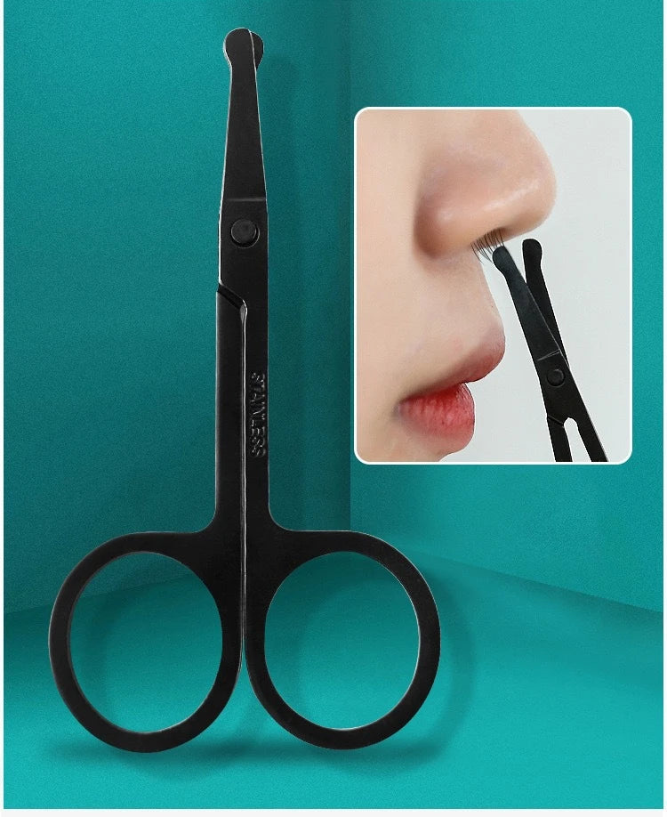 Black Round Head Nose Hair Trimmer – Stainless Steel, Safety Design for Men and Women