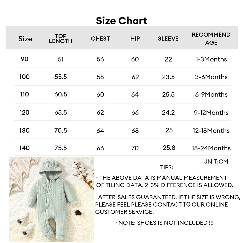 Baby Boys and Girls Plaid Romper Hooded Long Sleeved Plush Jumpsuit Winter Warm Bodysuit Clothes for 3-24 Months Toddler Boy