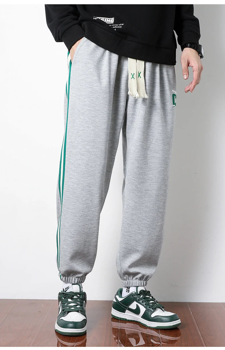 Men Long Pants Autumn and Winter Mens Casual Sweatpants Soft Sports Pants Jogging Pants Black Grey Color M-8XL YBG60