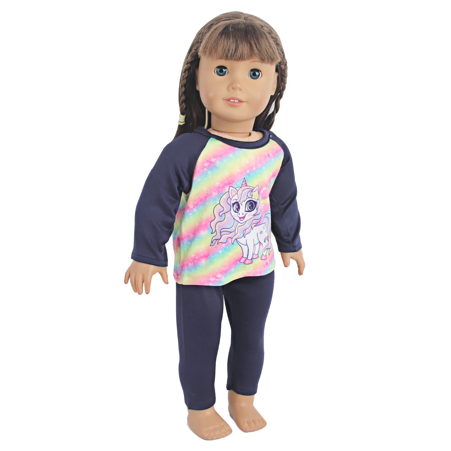 Doll Clothes Pajamas  For 43cm Baby New Born&American 18 Inch Girl Doll Unicorn Shark Cartoon Clothes Suit For Generation Doll