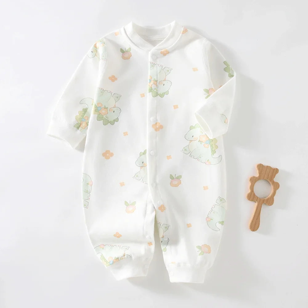 Bodysuit & One Pieces for Boys Girls Newborn Rompers Solid Color 100 Cotton 0-24M Long Sleeve Loungewear Outfit Thin Cute Design