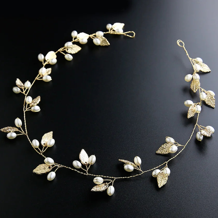 Fashion Clear Bridal Tiara Headbands for Women Wedding Hair Jewelry Accessories Handmade Leaf Bride Headdress Hair Ornaments