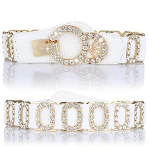 Women's waist belt, women's decorative belt fashionable elastic women's diamond inlay, elastic waistband, widened waist belt