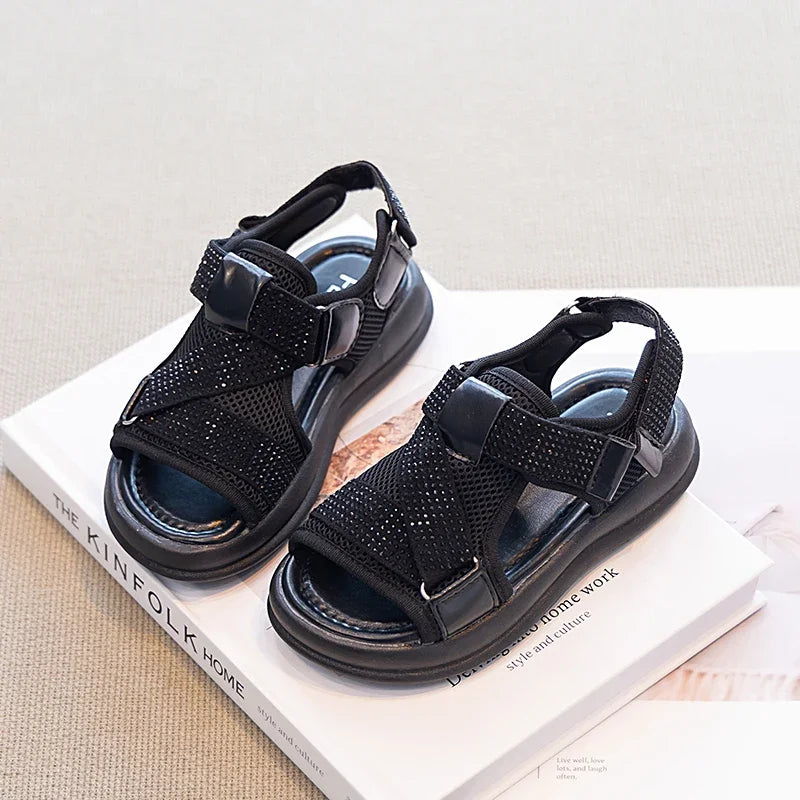 Summer Girls New Sandals Breathable Mesh Children's Causal School Sandals Simple Fashion Kids Beach Platform Sandals Open-toe