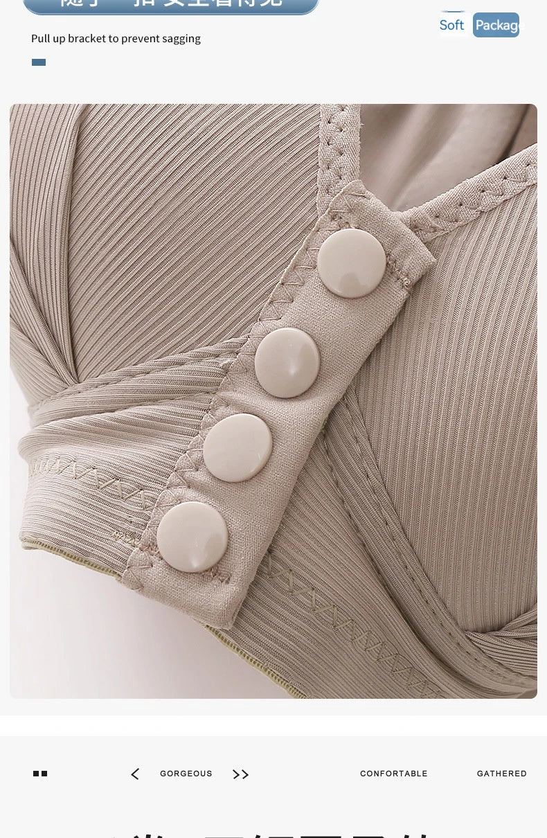 New Front Button Type Sexy Brassiere Anti-sagging Gathered No Steel Ring Ladies Mother Large Size Thin Section Underwear Bra