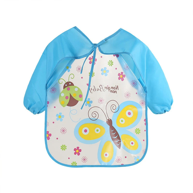 0-3 Years Baby EVA Waterproof Anti-dirty Bib Long Sleeve Strap Coat Dirt Proof Soft Feeding Bib Cute Cartoon Pattern Burp Cloths