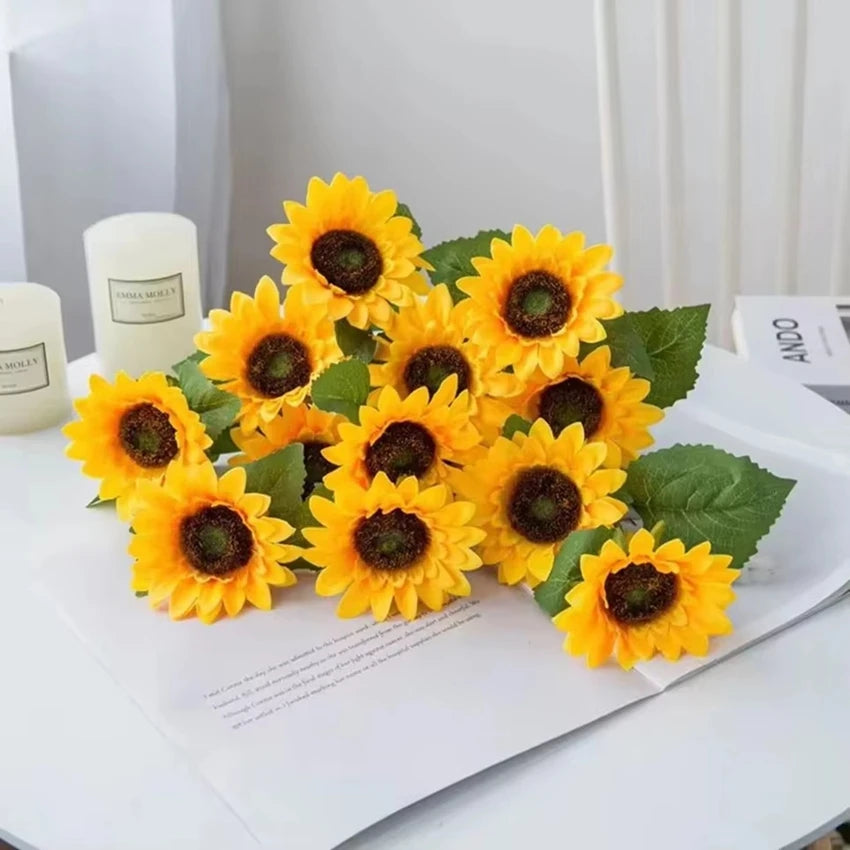 Artificial Flower Sunflowers Home Garden Table Decoration Stamen Wedding Bouque Festival Fake Gerbera Living Room Bedroom Stage