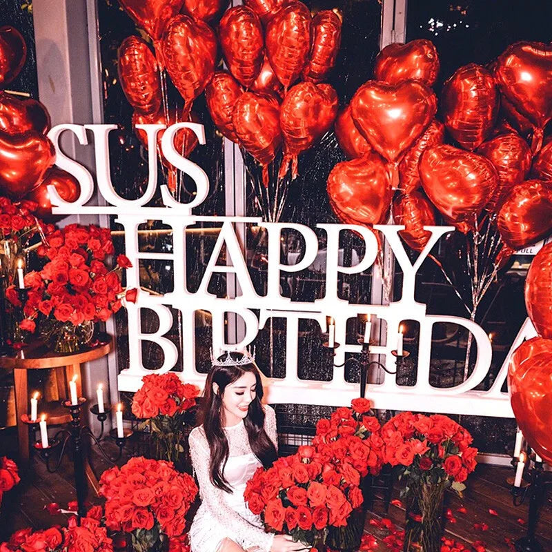 10 Pcs 18inch Girl's birthday heart-shaped balloon set Valentine's Day confession wedding scene decoration red foi ballons