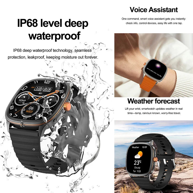 New Smart Watch 1.73" HD Screen NFC Voice Assistant Music Weather Sports Heart Rate High-precision Sensor Waterproof Smart Watch