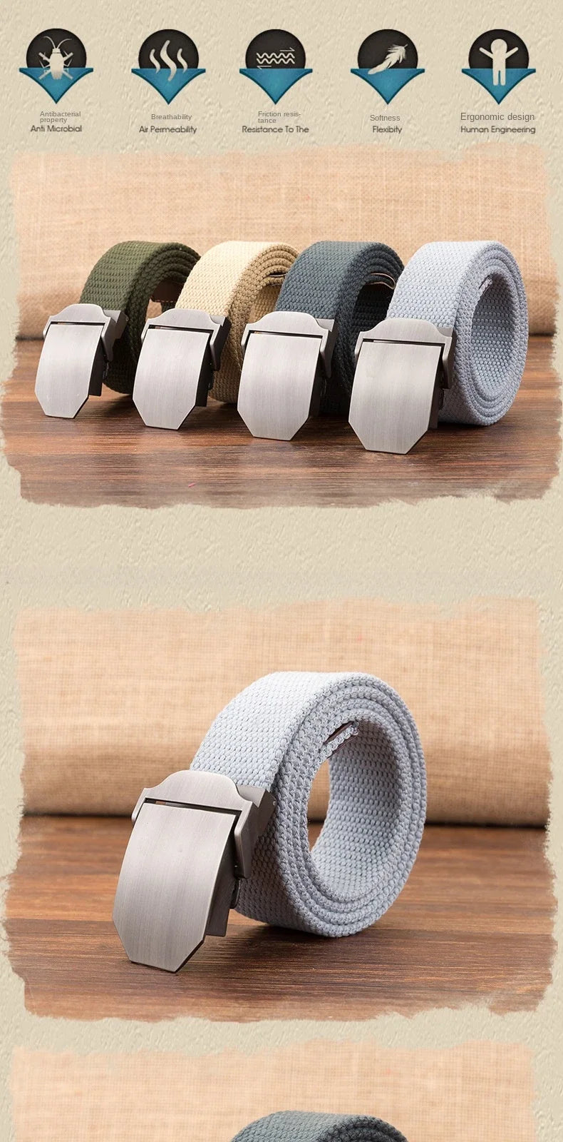 Men Waist Belt Outdoor Sports Canvas Belt Luxurious Gloss Metal Buckle Jeans Waist Circumference Military Tactical Nylon Weaving