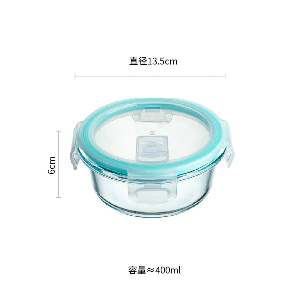 High Borosilicate Glass Lunch Box Microwave Heating Sealed Bento Boxes Refrigerator Freezer Box Fresh-keeping Soup Bowls