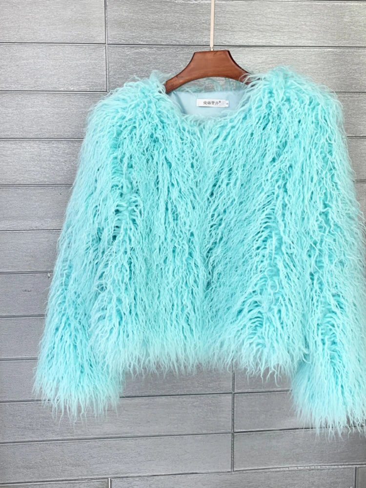 Faux Fur Plush Coat – Soft Shaggy Statement Jacket