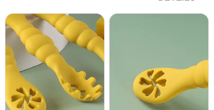 3PCS Silicone Spoon Fork For Baby Utensils Set Feeding Food Toddler Learn To Eat Training Soft Fork Cutlery Children's Tableware