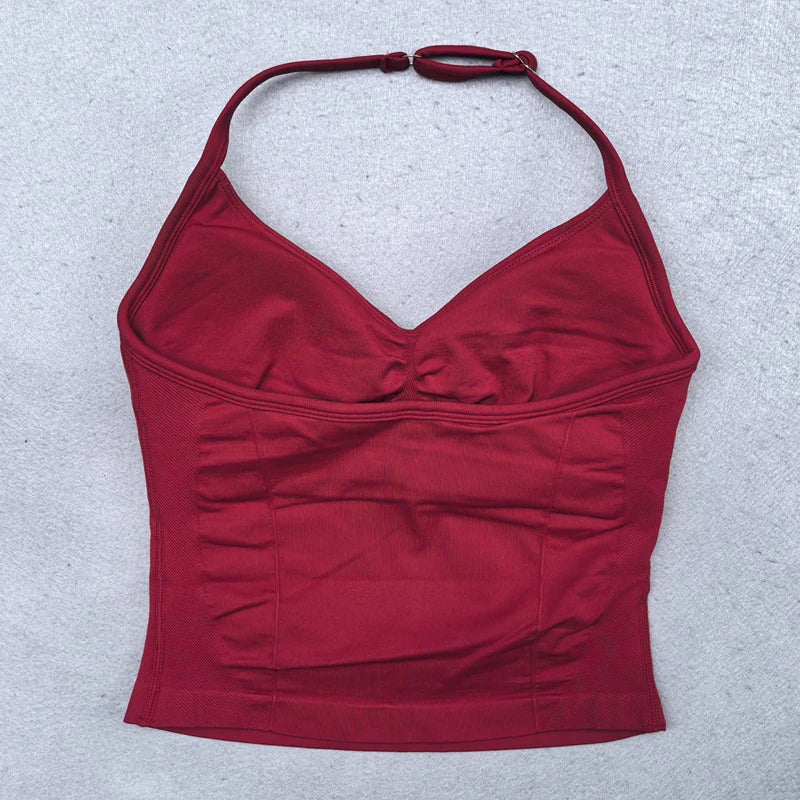 2 Pieces Yoga Set Women Backless Halter Tops High Waist Seamless Shorts Gym Suit Fitness Clothes Sportswear Workout Sets