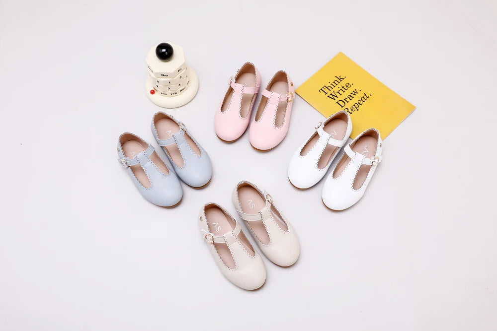 AS New Kids Shoes Children Beige Shoes Baby Boys Leather Shoes Toddler Princess Flats Girls Oxford Fashion Platform Mary Jane
