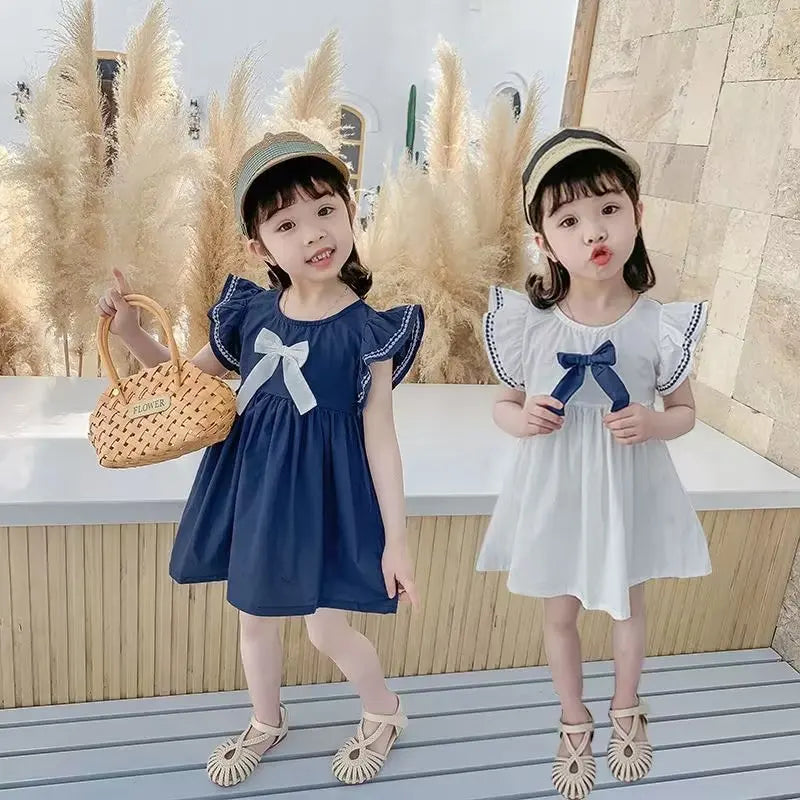 Summer Girls' Short Sleeve Lace Princess Dress Baby KidsVestidos Girl Party Dress Baby Net Yarn Clothes 2025 New 2 3 4 5 6 T