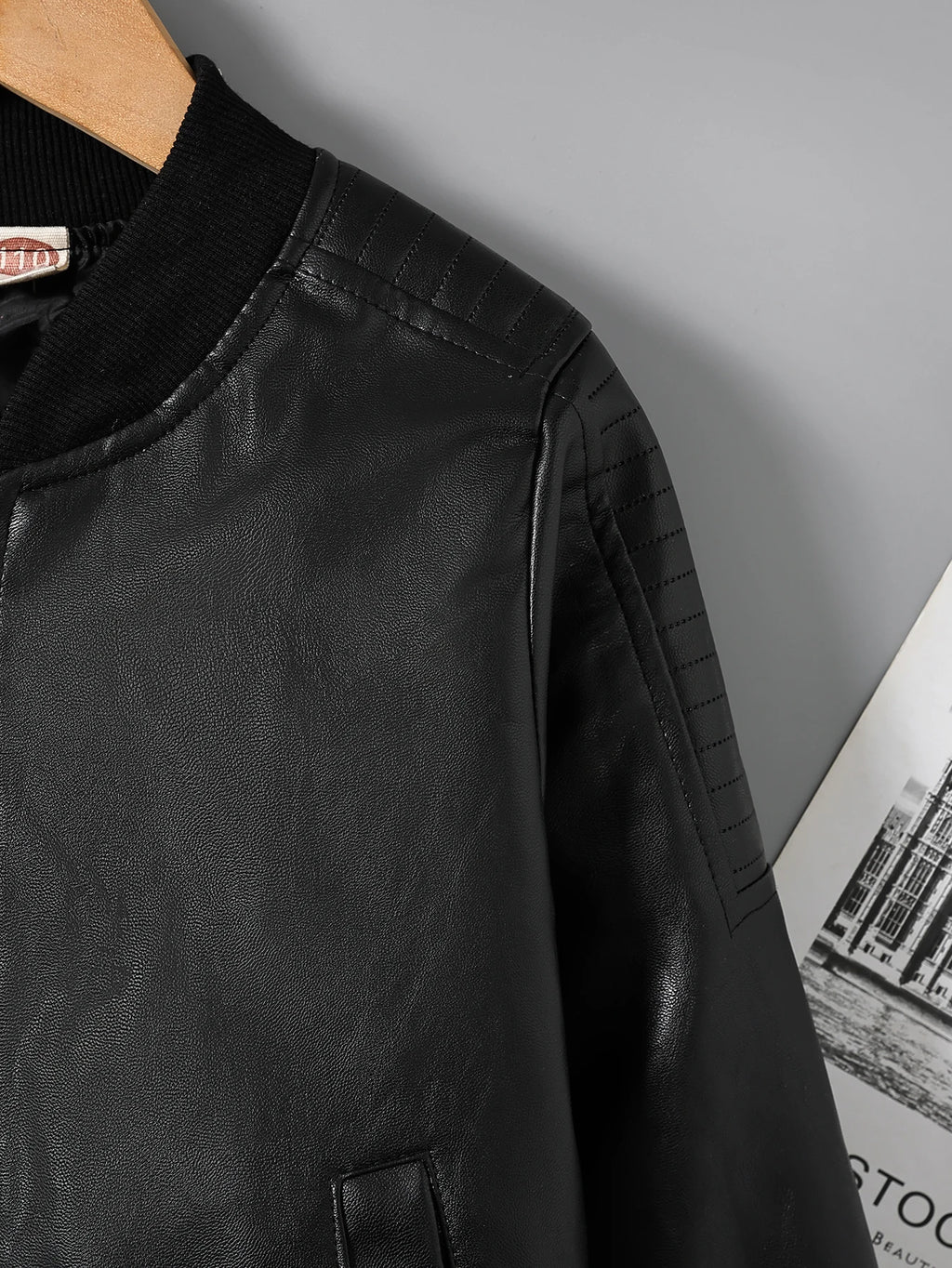 Children's Clothing for Boys, Pu Leather Jacket for Older Kids, Spring and Autumn Motorcycle Style Jacket, Black Baseball Jacket, Pu Leather Jacket in Chocolate Color, Autumn and Winter Jacket