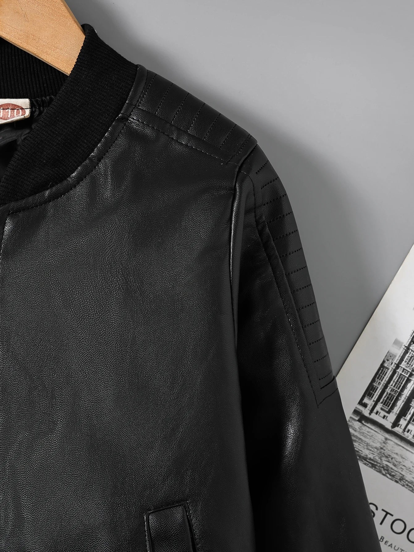 Children's Clothing for Boys, Pu Leather Jacket for Older Kids, Spring and Autumn Motorcycle Style Jacket, Black Baseball Jacket, Pu Leather Jacket in Chocolate Color, Autumn and Winter Jacket