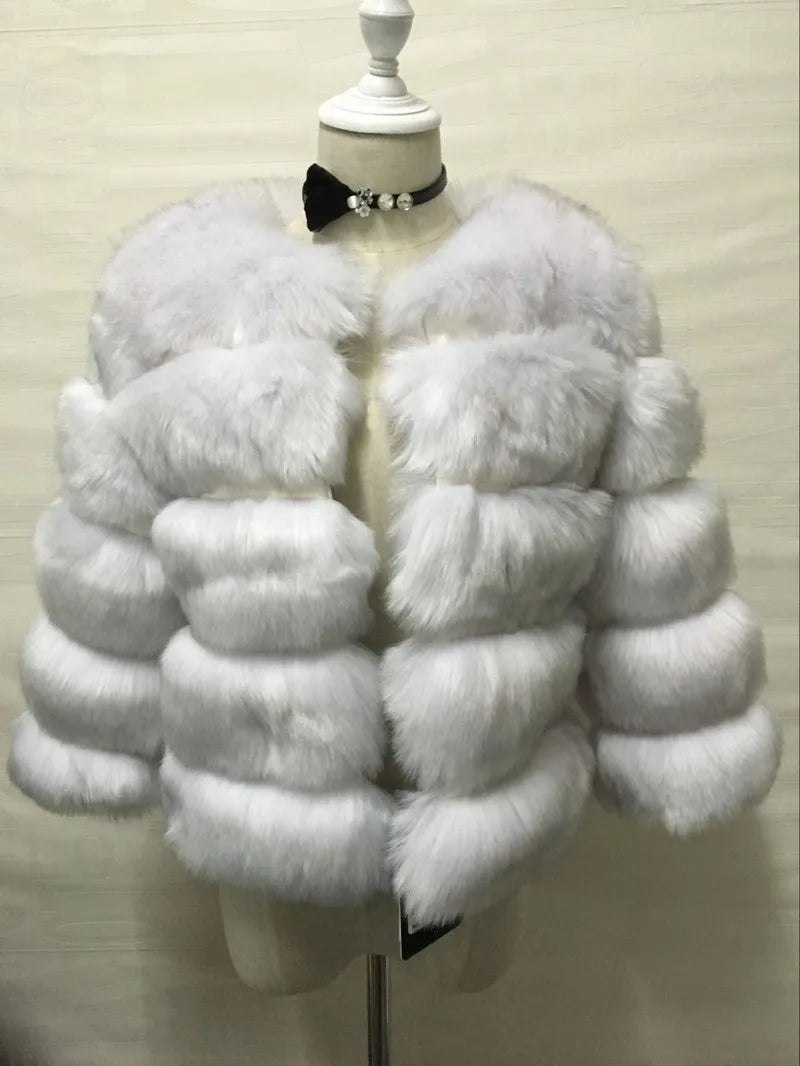 Women Autumn Winter Imitation Fox Fur Faux Fur Coat Women's Short Long Sleeve Fur Artificial Fur Coat