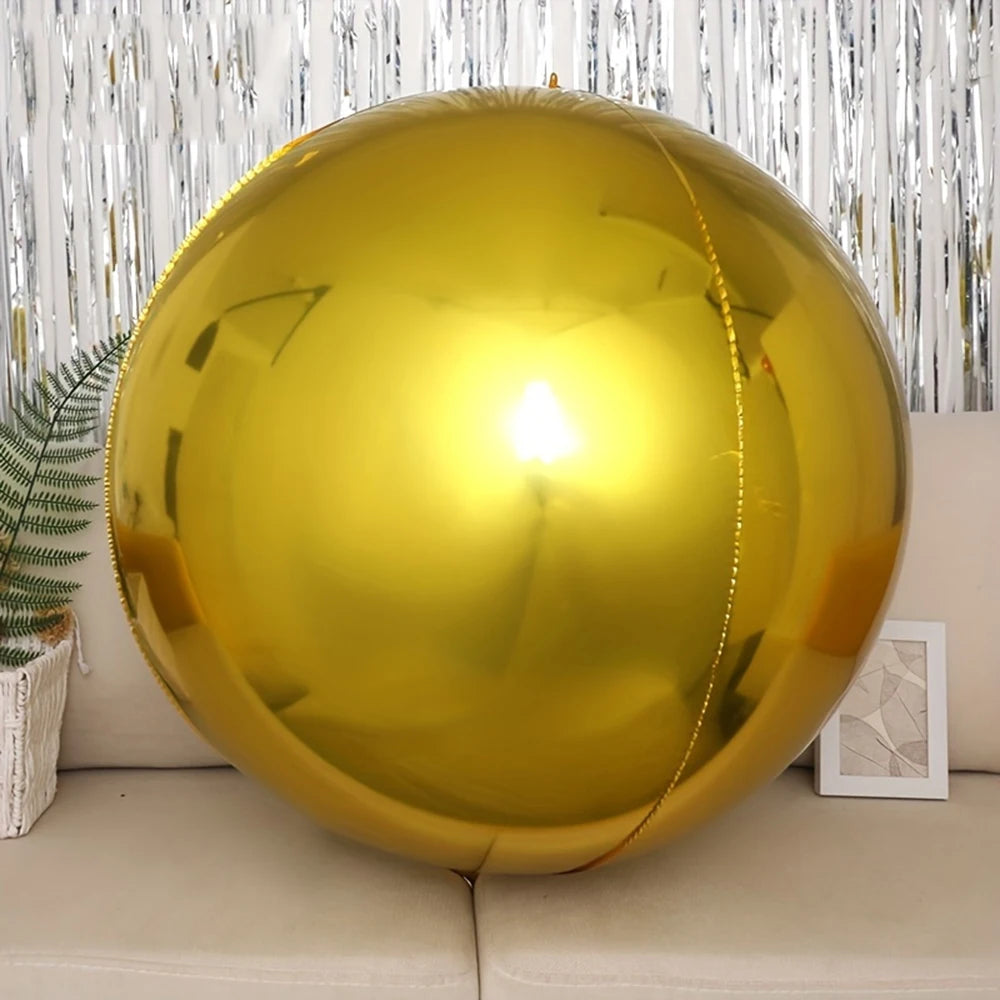 32" Silver Gold 4D Balloon Foil Mylar Sphere Balloon for Birthday Party Wedding Valentine's Day Baby Shower Decoration