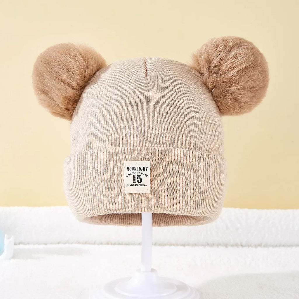 Children's Caps Baby Wool Hat Children's Thick Hats Warm Earmuff Winter Warm Knit Caps Infant Toddler Cap Kids Pom Pom Hat