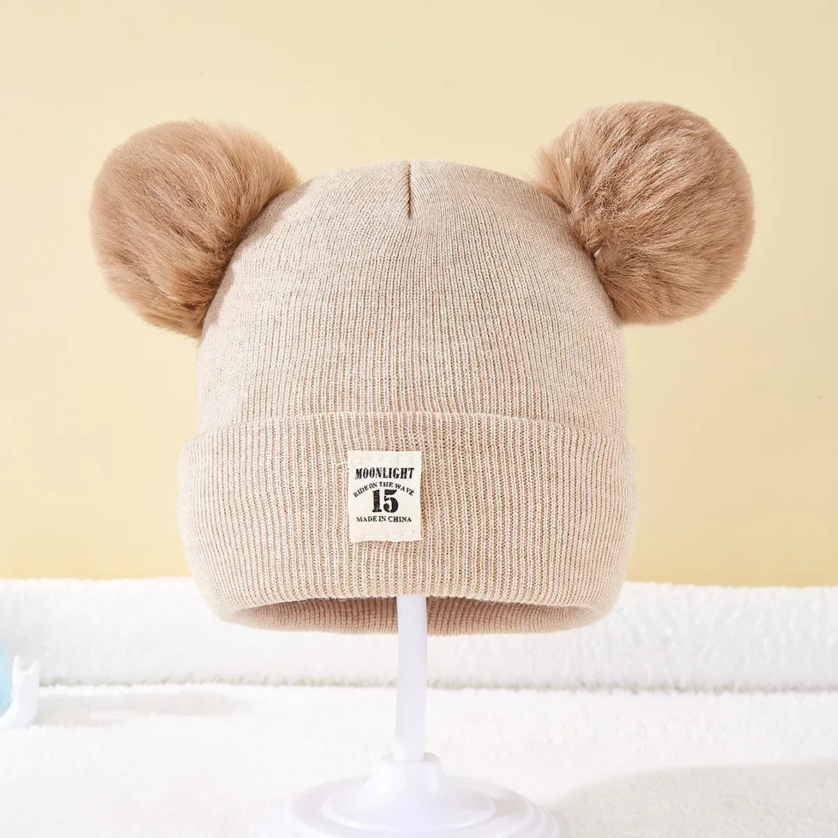 Children's Caps Baby Wool Hat Children's Thick Hats Warm Earmuff Winter Warm Knit Caps Infant Toddler Cap Kids Pom Pom Hat