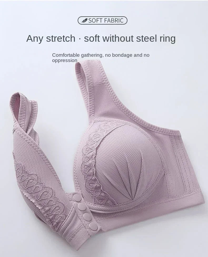 Sexy lace bra lactation lingerie huddle breathable comfortable vice breast no steel ring bra for middle-aged mothe