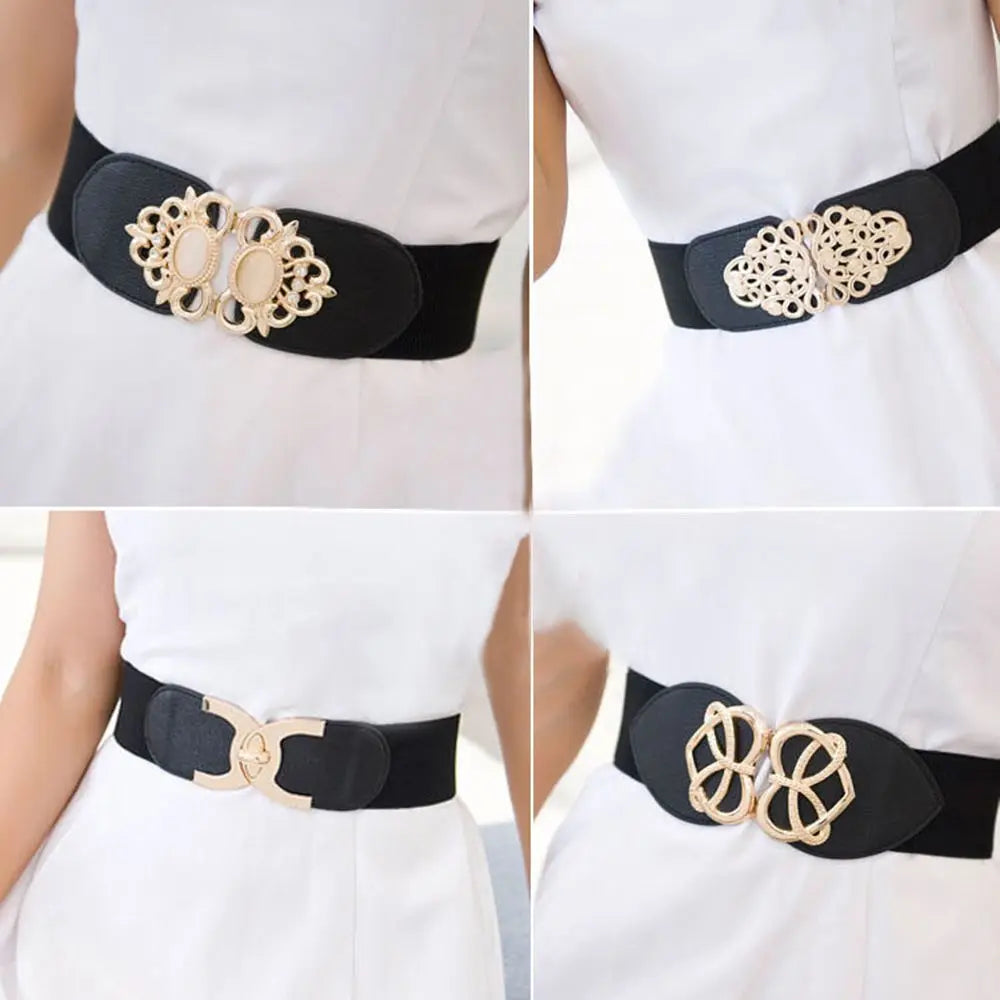 Female Fashion Wide Waistband 65cm Black Waist Elastic Stretch Belt for Women Cinch Waistband Dress Coat Clothing Accessories
