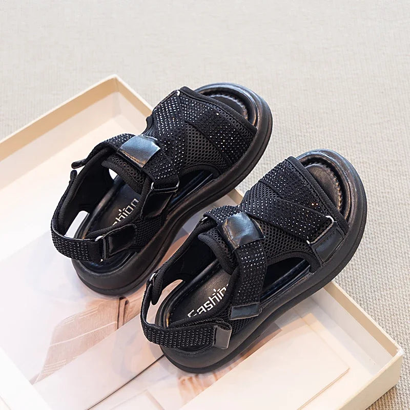 Summer Girls New Sandals Breathable Mesh Children's Causal School Sandals Simple Fashion Kids Beach Platform Sandals Open-toe
