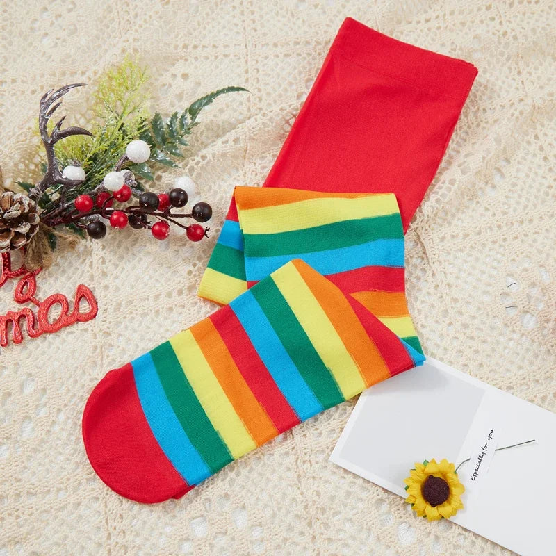 Children Girl Pantyhose Kids Striped Pattern High Waist Cosplay Leggings Pants Cosplay Halloween Christmas Stockings