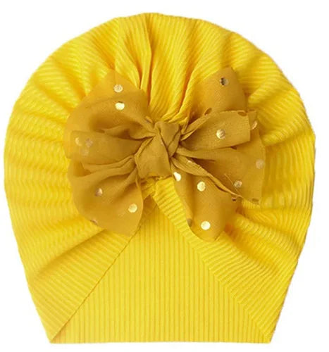 Cute Bow Baby Turban Hat Soft Elastic Kids Beanie Spring Summer Breathable Solid Color Baby Girl Bonnet Hats for Newborn Infant